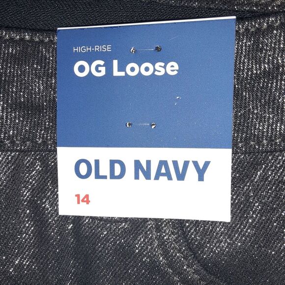 Old Navy High-Waisted Black Shine Size 14 OG Loose Jeans NWT - Picture 2 of 5